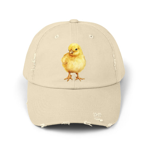Baby Chick Distressed Baseball Cap – Chicken Mom Hat, Farmhouse Poultry Cap, Cottagecore Farm Hat, Backyard Chicken Lover Gift