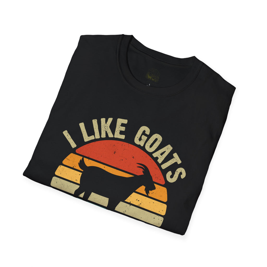 “I Like Goats & Maybe Like 3 People” Vintage Goat Lover Unisex Softstyle T-Shirt | Funny Farm Life Tee