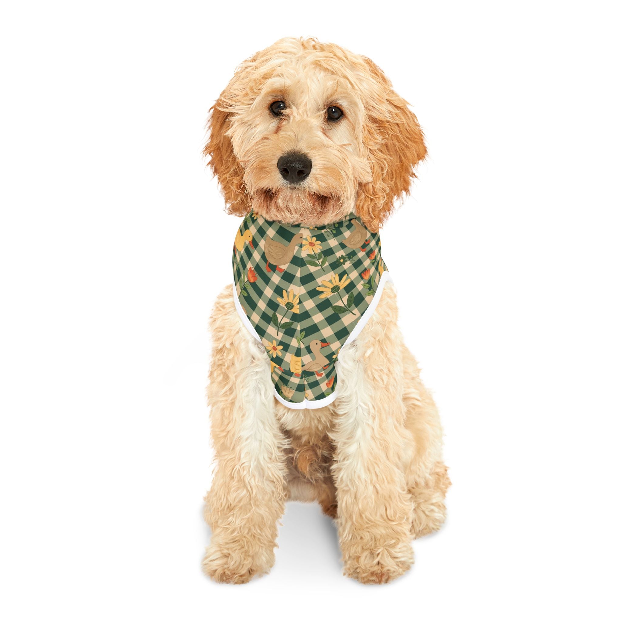 Farmhouse Duck Gingham Pet Hoodie | Cottagecore Goose Dog Hoodie | Country Farm Pet Sweater | Cozy Farm Animal Pet Apparel | Rustic Homestead Dog Hoodie | Small Dog Farm Outfit