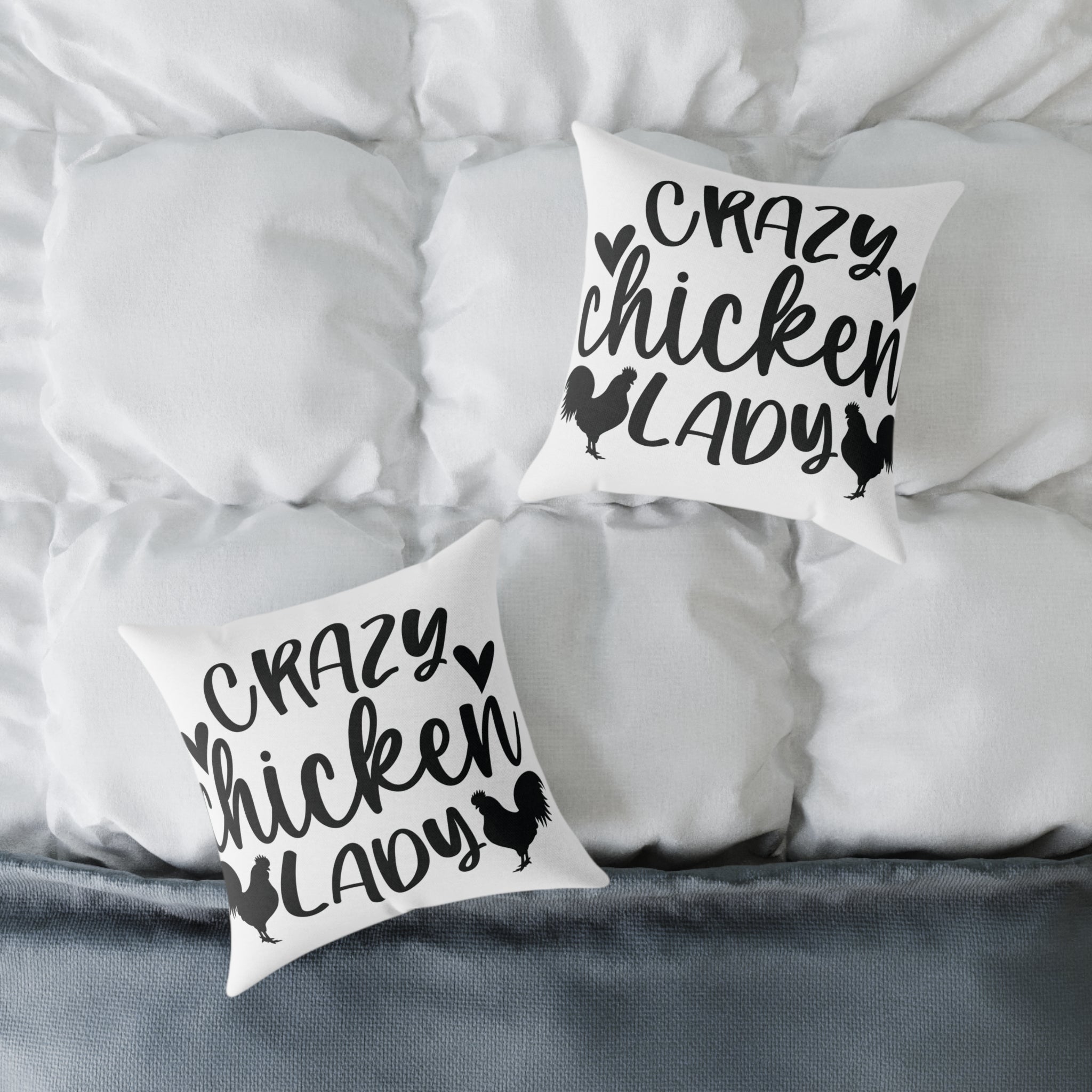 Crazy Chicken Lady Throw Pillow – Farmhouse Chicken Decor Cushion, Funny Homestead Accent Pillow, Country Cottage Home Decor