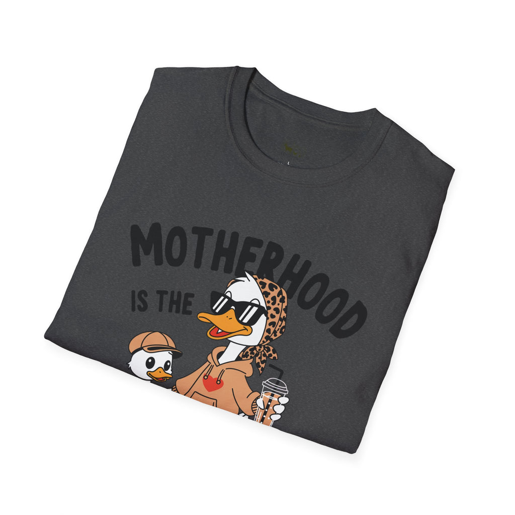 Motherhood Is the Realest Hood Funny Duck Mom Unisex T-Shirt | Farm Mom Graphic Tee