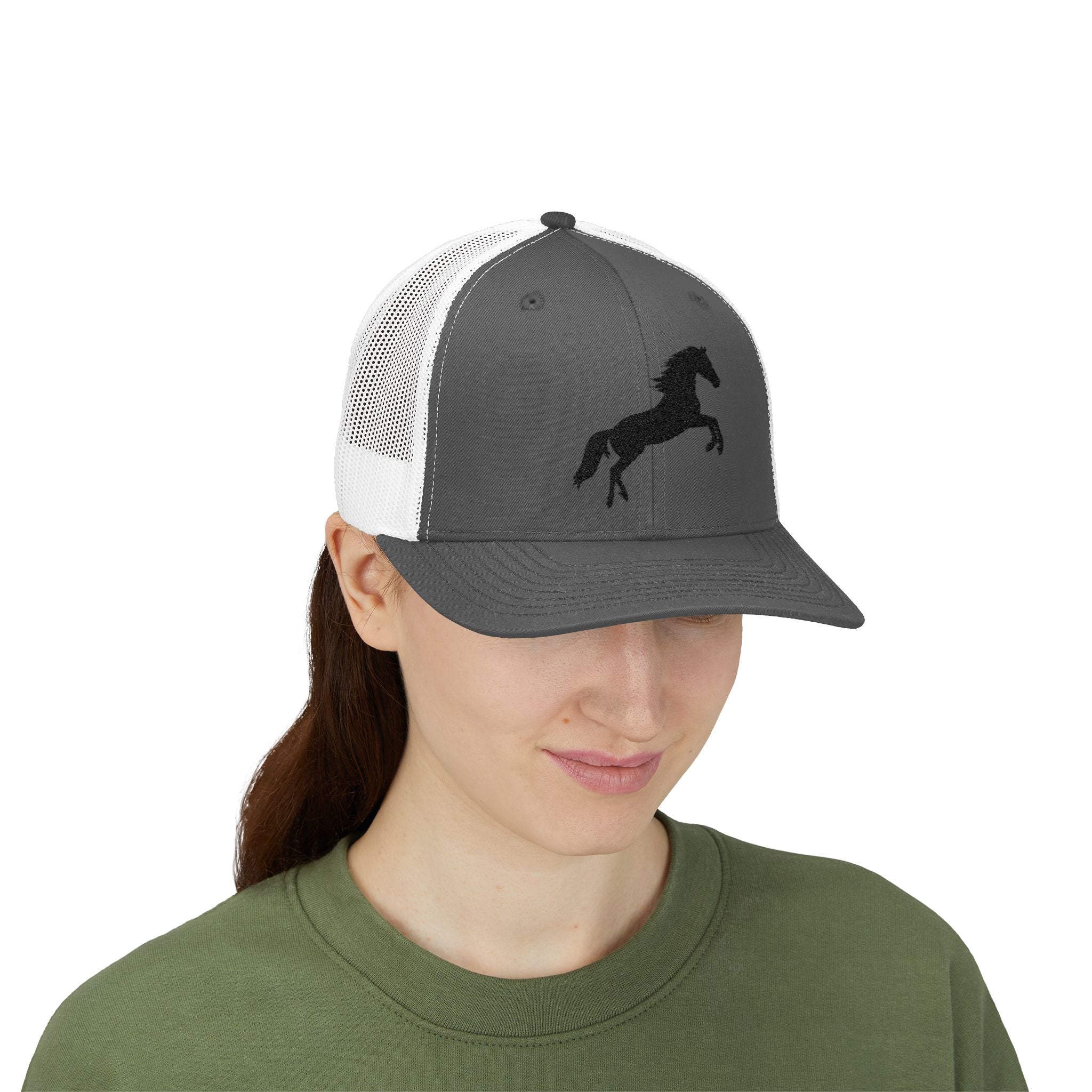 Rearing Horse Trucker Hat | Western Equestrian Mesh Snapback Cap | Rustic Ranch Horse Lover Hat | Farm Life Country Cowboy Cap