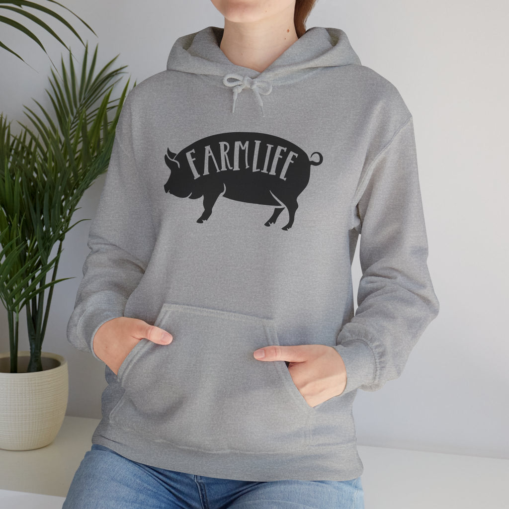 Farmhouse Pig Silhouette Hoodie – Farm Life Sweatshirt, Pig Lover Pullover, Homestead Hoodie, Mini Pig Apparel, Farm Animal Hoodie, Country Living Unisex Hoodie