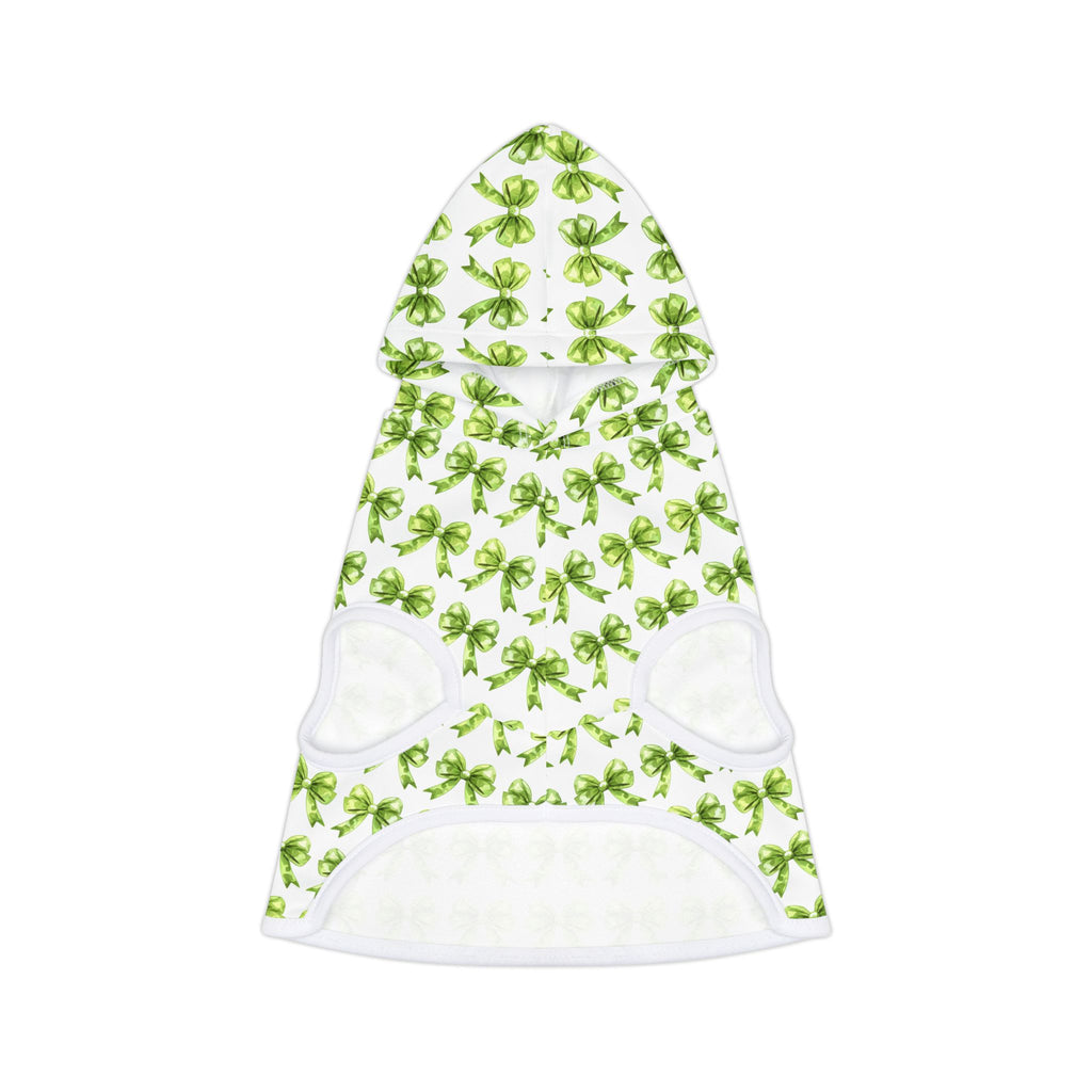 Green Coquette Bows Cute Pet Hoodie - Adorable Puppy Sweater, Small Dog Outfit, Furry Friend Gift, Pet Apparel, Animal Lover Present