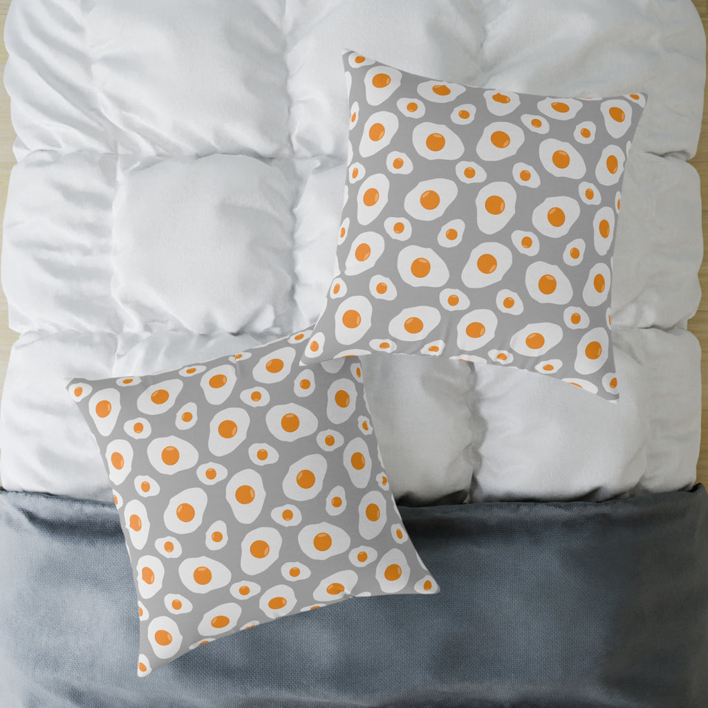 Funny Fried Egg Throw Pillow | Farmhouse Kitchen Decor Cushion | Breakfast Lover Accent Pillow | Cute Foodie Home Decor | Gumpert Homestead