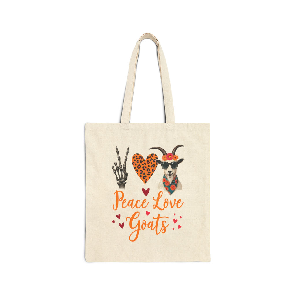 Peace Love Goats Tote Bag | Boho Goat Lover Canvas Bag | Funny Farm Animal Tote | Goat Mom Gift | Reusable Market Bag | Gumpert Homestead