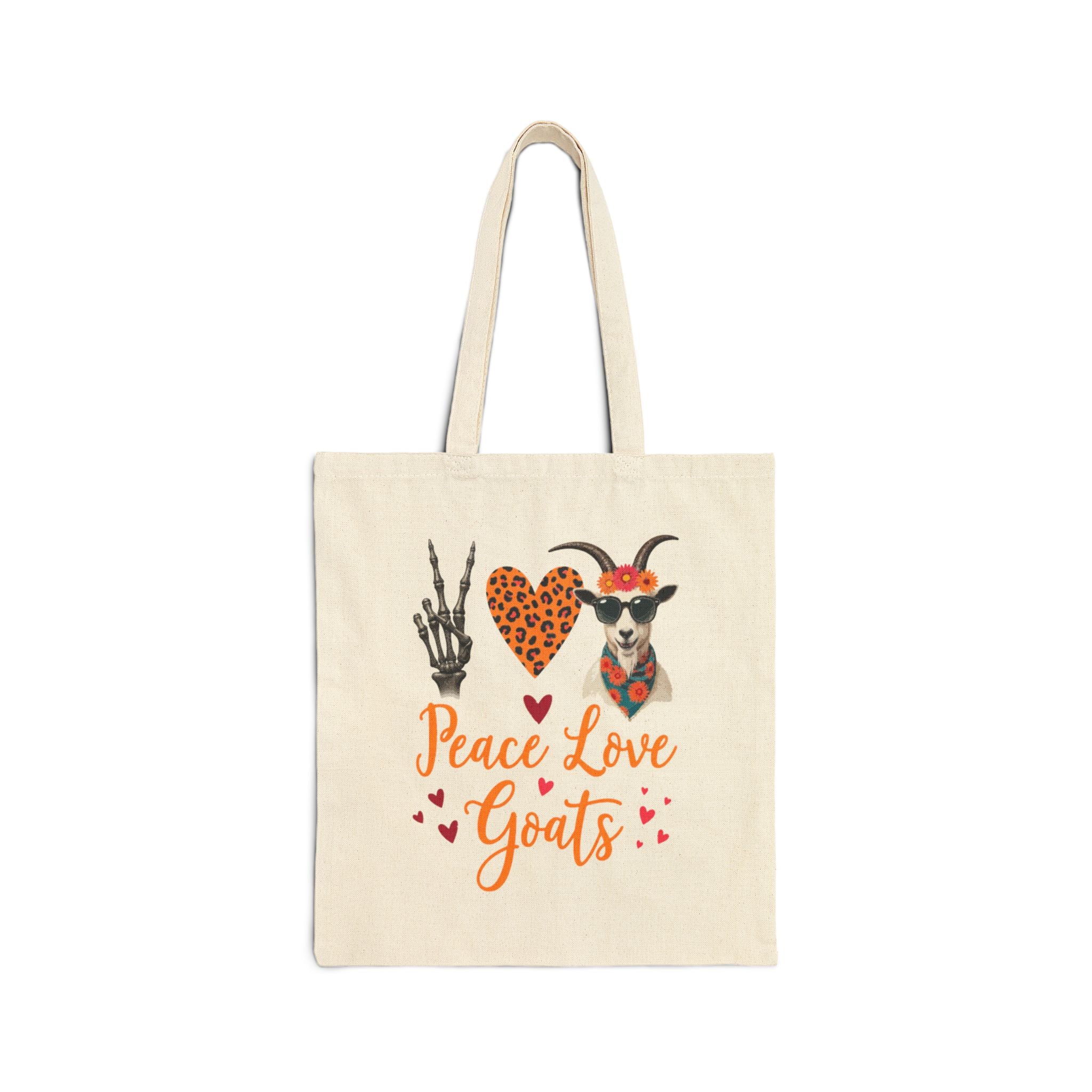 Peace Love Goats Tote Bag | Boho Goat Lover Canvas Bag | Funny Farm Animal Tote | Goat Mom Gift | Reusable Market Bag | Gumpert Homestead