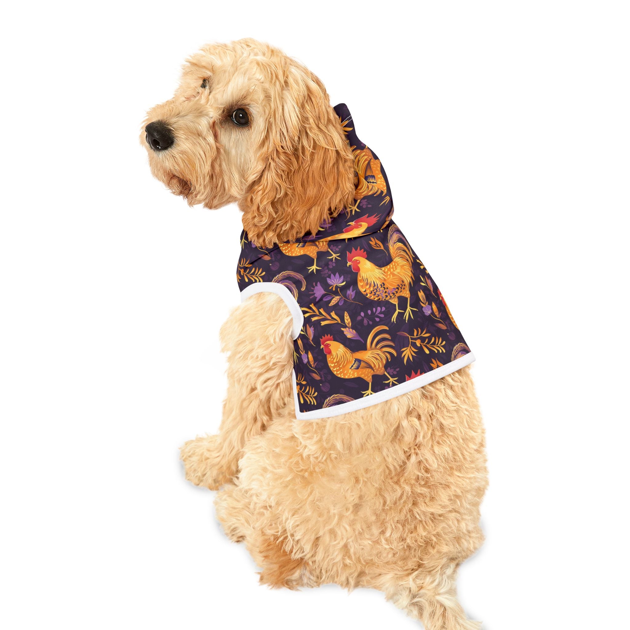 Vintage Rooster Pet Hoodie | Farmhouse Chicken Dog Hoodie | Cottagecore Farm Animal Pet Sweater | Rustic Poultry Print Pet Apparel | Cozy Country Homestead Dog Hoodie | Small Dog Farm Outfit