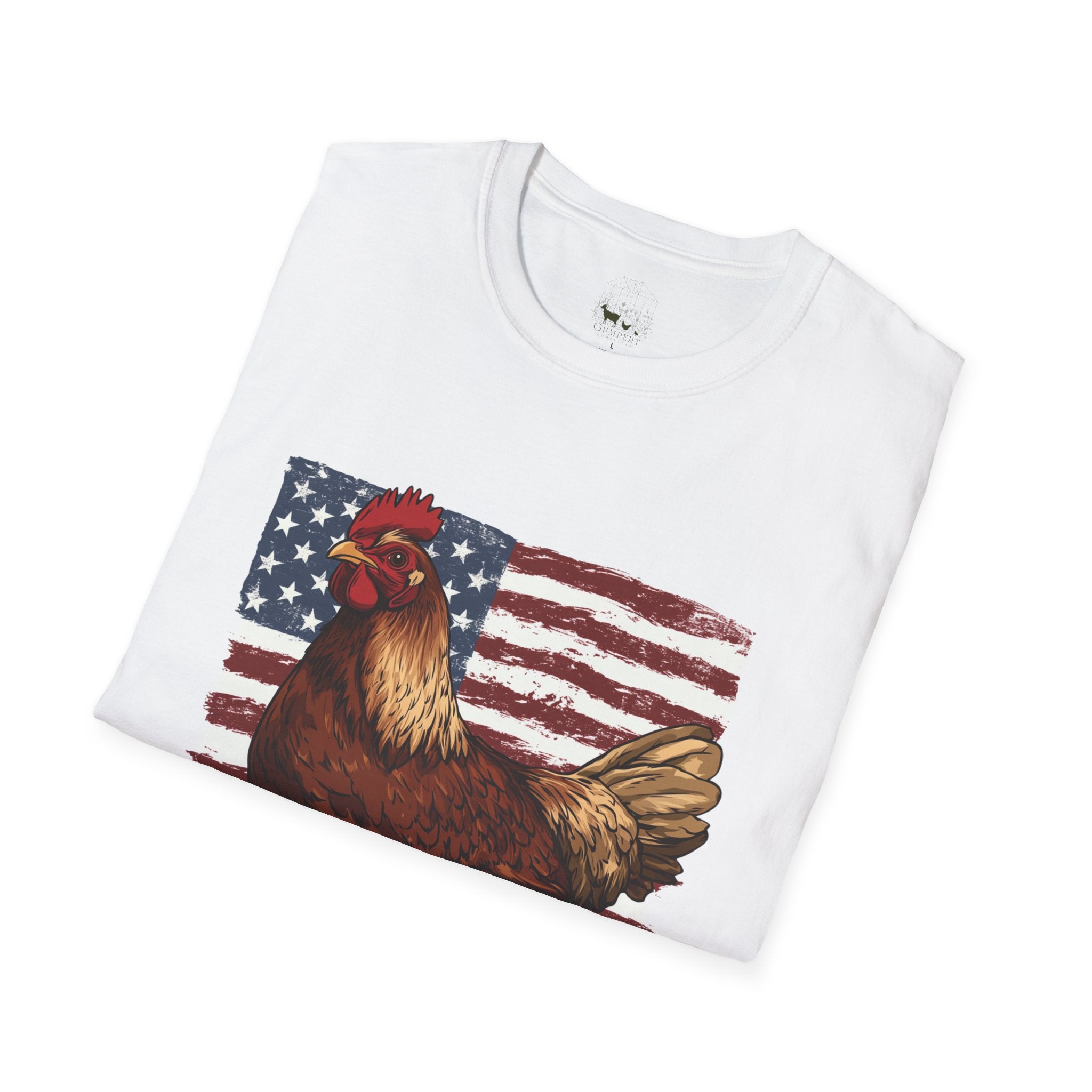 American Flag Chickens T-Shirt – American Flag Hen Shirt, Farm Life Tee, 4th of July Chicken Shirt, Backyard Chicken Keeper Gift, Homestead Farm Apparel