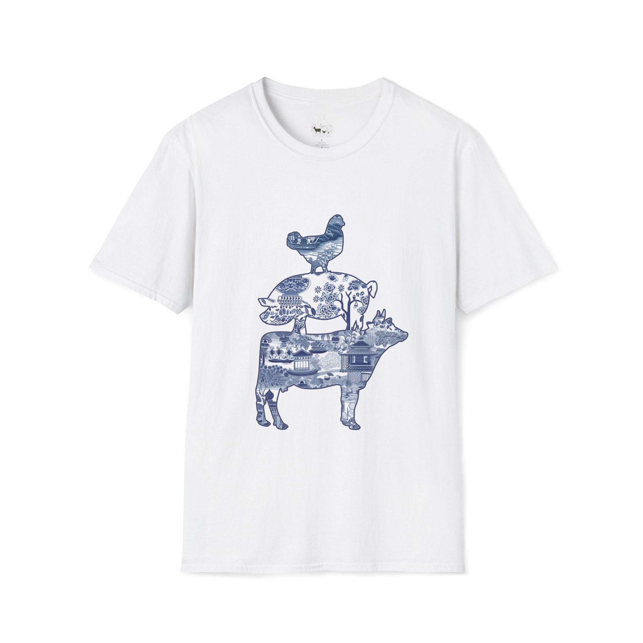 Floral Pig Stack T-Shirt – Cute Farm Pig Shirt, Cottagecore Pig Graphic Tee, Farm Life Animal Shirt, Homestead Apparel, Pig Lover Gift