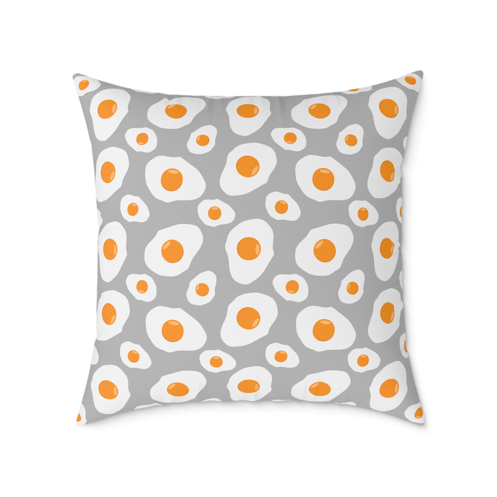 Funny Fried Egg Throw Pillow | Farmhouse Kitchen Decor Cushion | Breakfast Lover Accent Pillow | Cute Foodie Home Decor | Gumpert Homestead