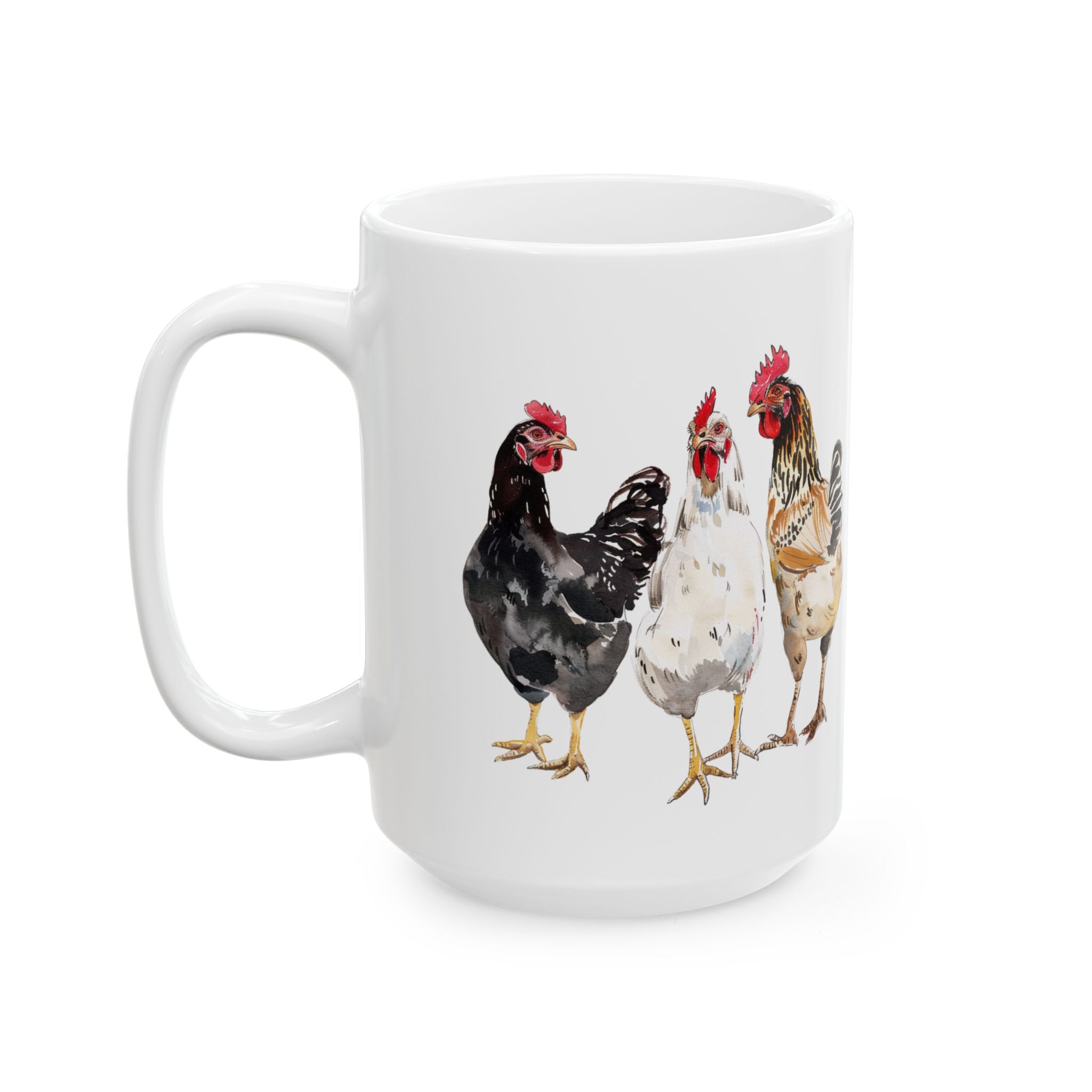 Chicken Flock Ceramic Mug – Backyard Chicken Coffee Cup, Farm Homestead Mug, Chicken Lover Gift (11oz, 15oz)