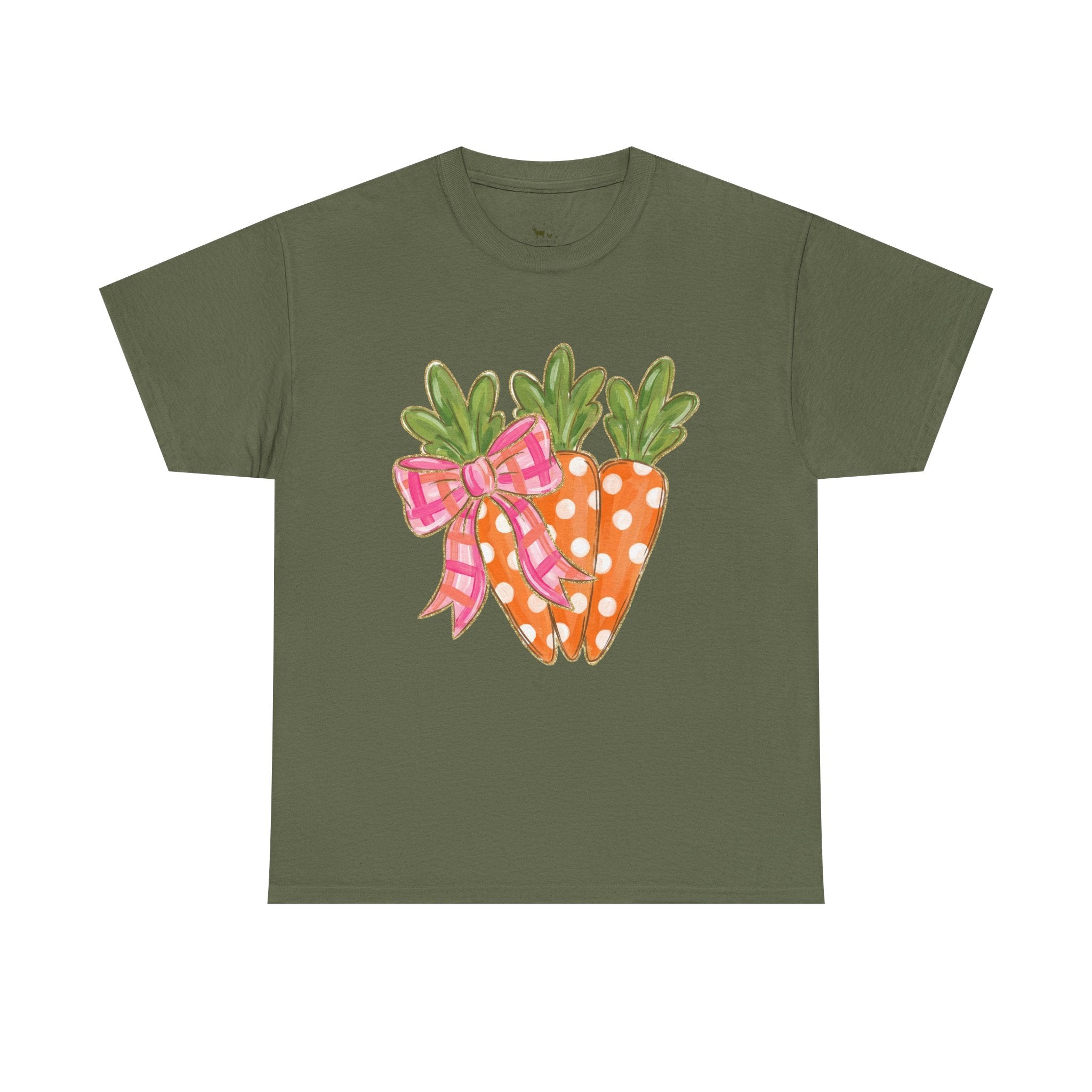 Cute Carrot Bow T-Shirt | Easter Carrot Graphic Tee | Spring Farm Shirt | Cottagecore Easter Shirt | Farmhouse Garden Shirt | Homestead Spring Apparel