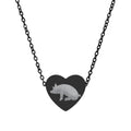 Sitting Pig Heart Necklace – Farm Pig Jewelry, Pig Lover Gift, Homestead Necklace, Mini Pig Pendant, Farm Animal Jewelry, Stainless Steel Engraved Heart Necklace