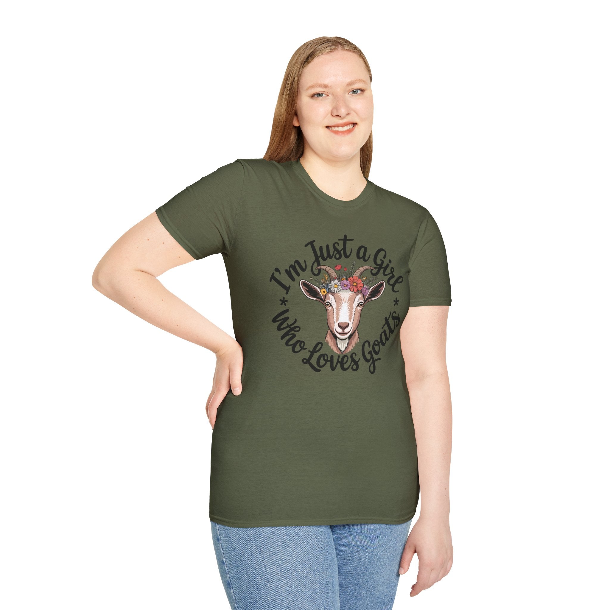 I’m Just a Girl Who Loves Goats Floral Unisex T-Shirt | Cute Goat Lover Farm Life Tee