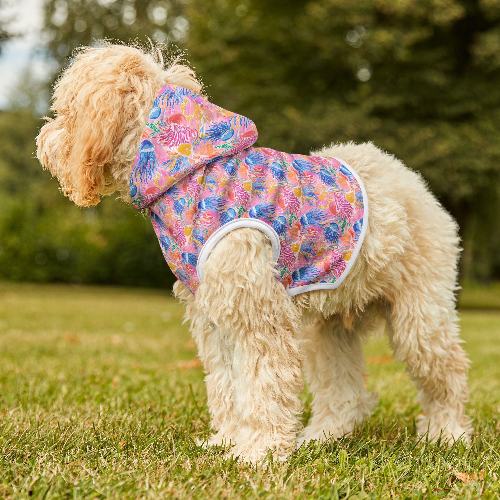 Pink Neon Jellyfish Pet Hoodie, Cute Animal Lover Gift, Dog Sweater, Cat Jumper, Pet Clothing