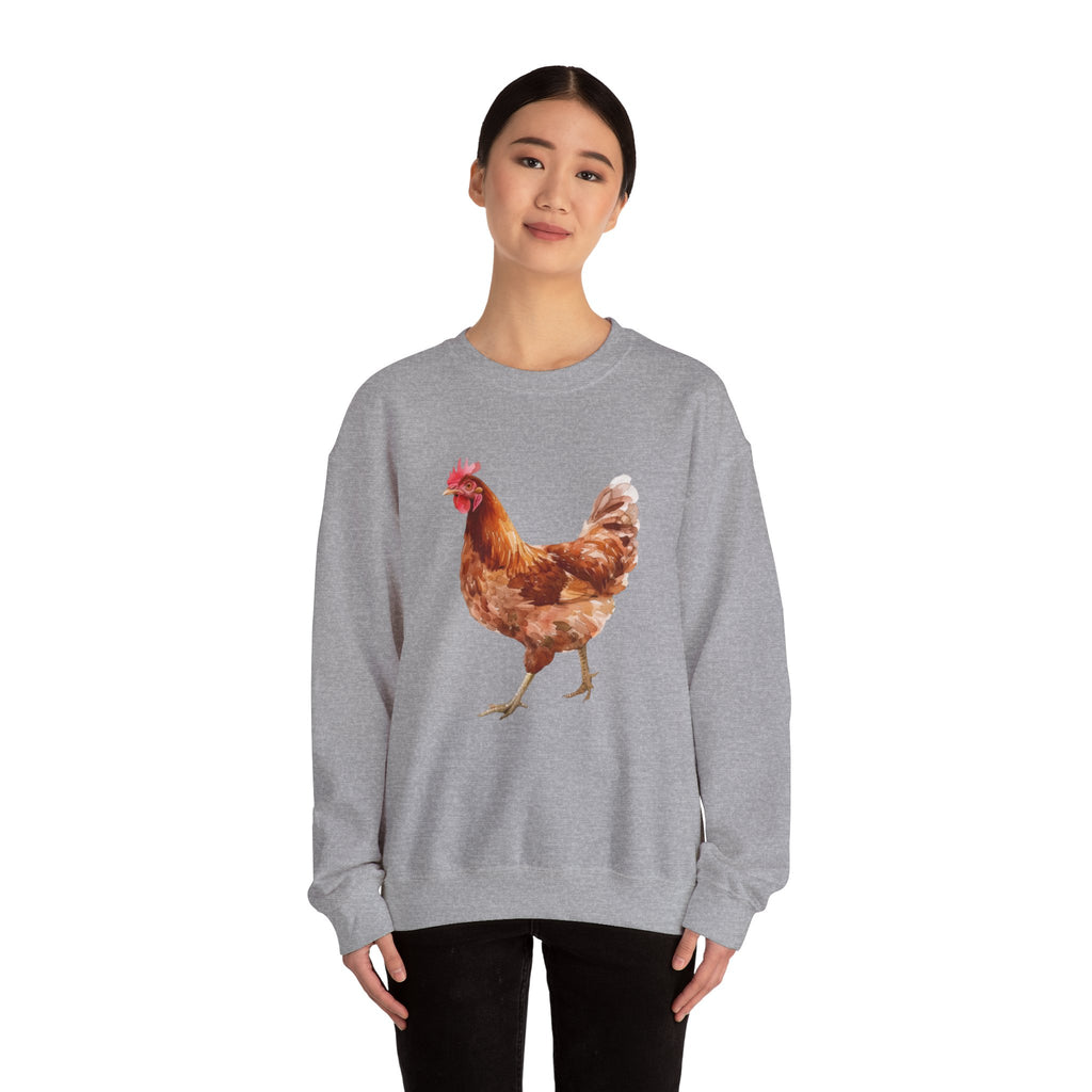 Rhode Island Red Hen Sweatshirt – Farmhouse Chicken Crewneck, Heritage Chicken Homestead Pullover, Unisex Gildan 18000