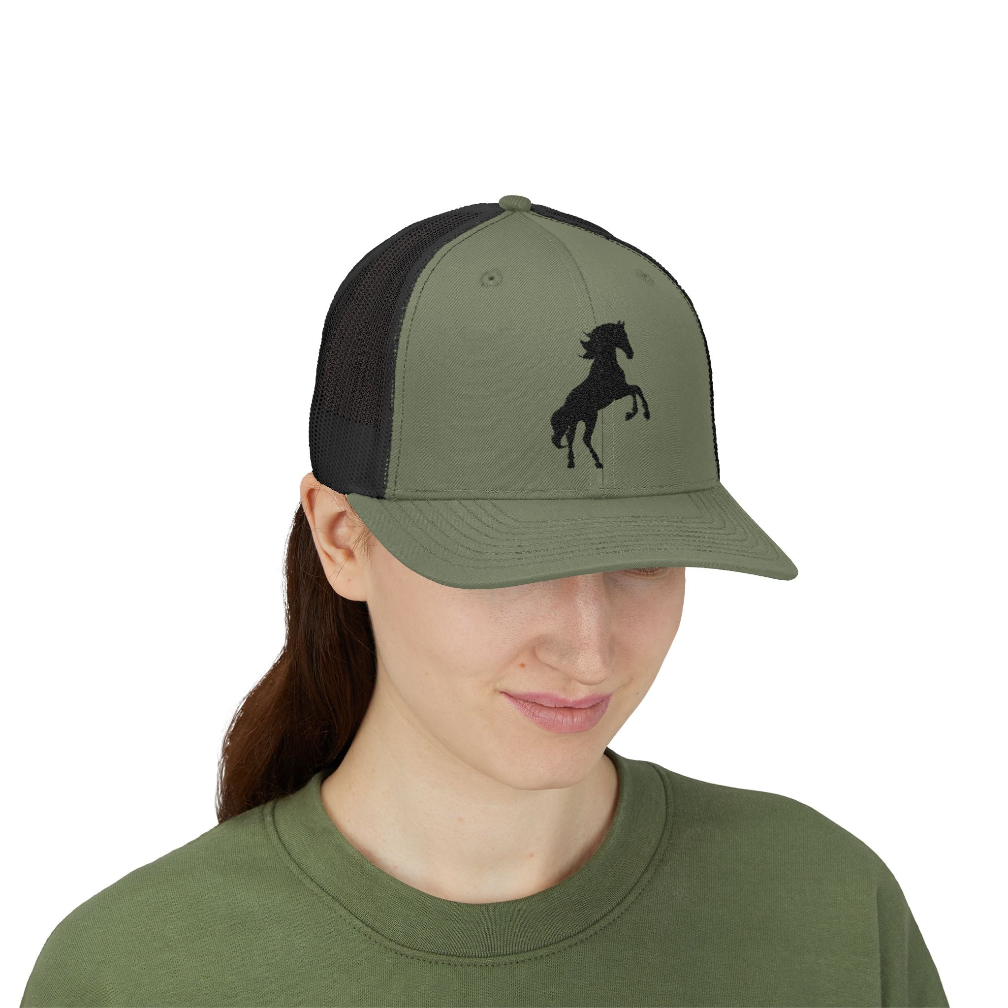 Rearing Horse Trucker Hat | Western Equestrian Mesh Snapback Cap | Rustic Ranch Horse Lover Hat | Farm Life Country Cowboy Cap