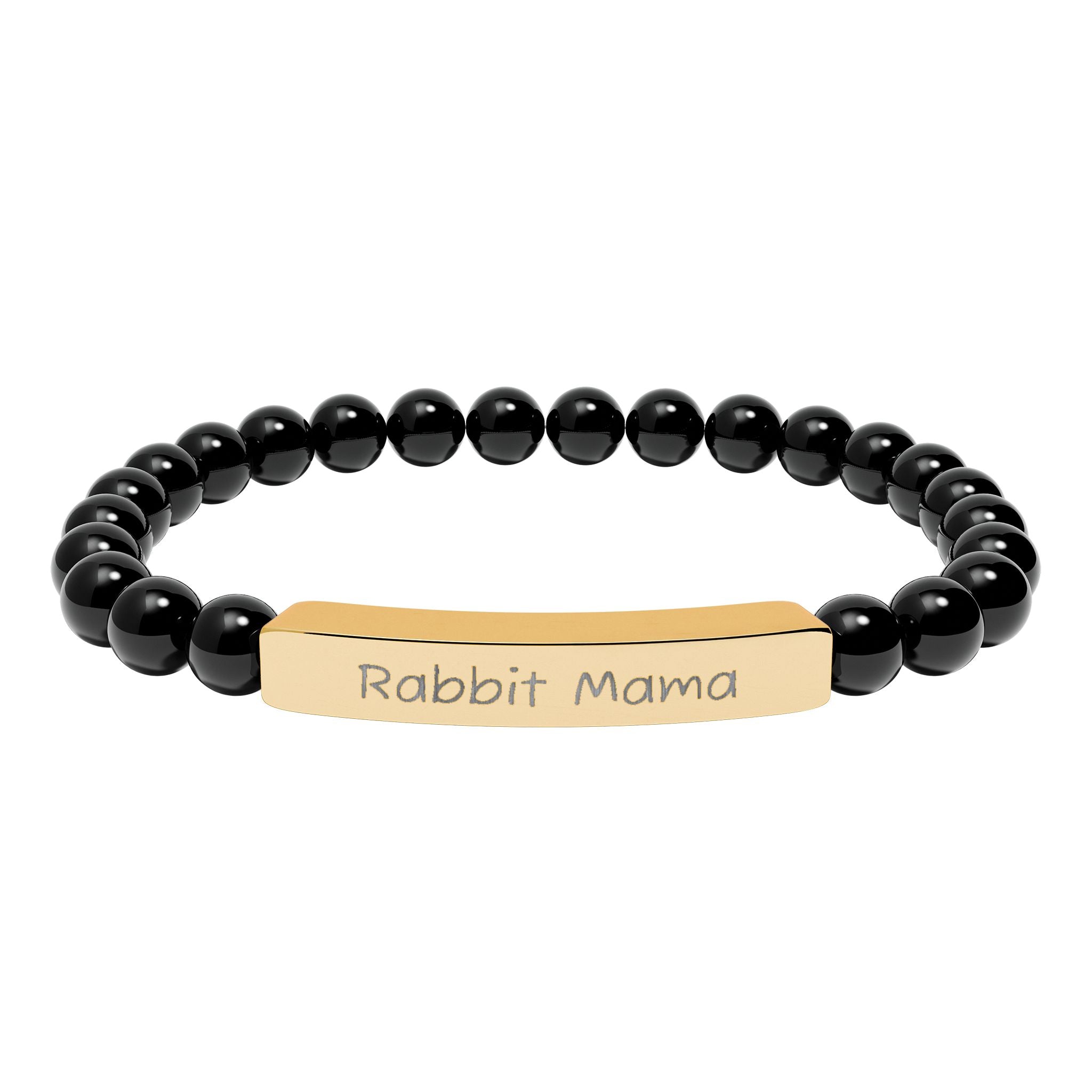 Rabbit Mama Natural Stone Stretch Bracelet – Engraved Bunny Lover Jewelry, Rabbit Mom Gift, Rustic Farmhouse Bracelet