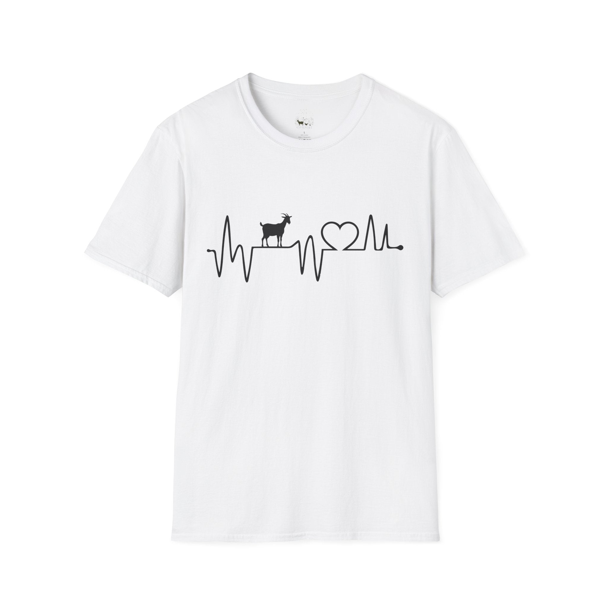 Goat Heartbeat Unisex T-Shirt | Minimalist Goat Lover ECG Farm Life Tee