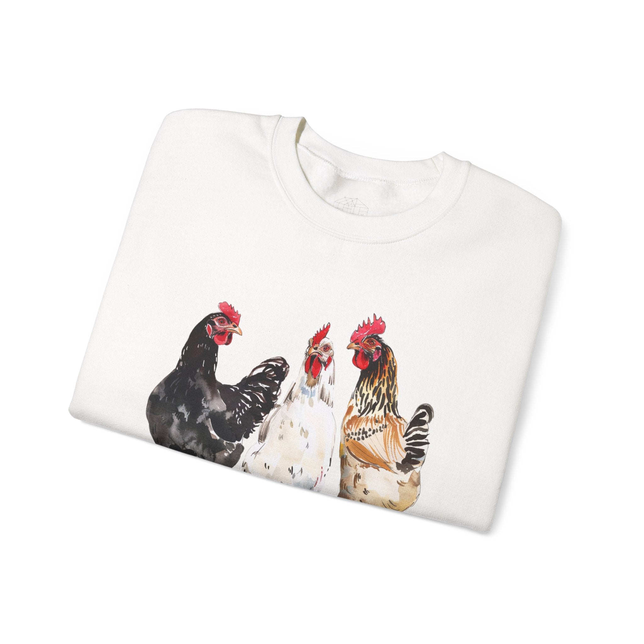 Chicken Flock Sweatshirt – Farmhouse Hen Lineup Crewneck, Cozy Homestead Chicken Mom Pullover, Unisex Gildan 18000