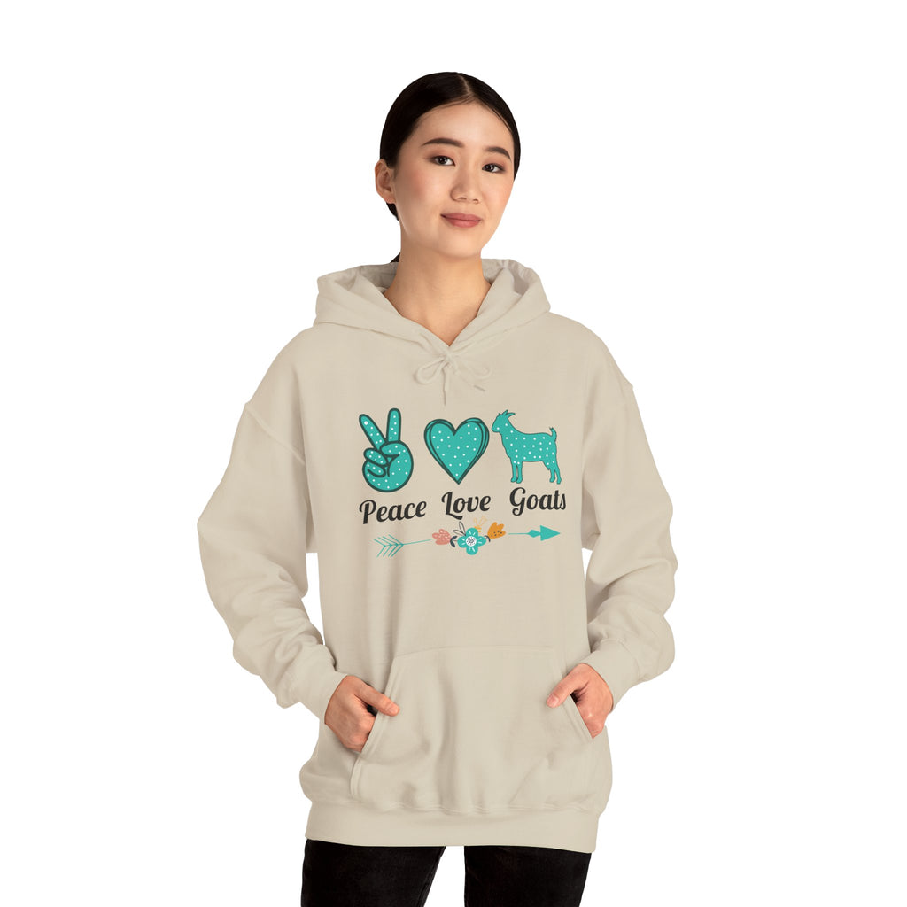 Peace Love Goats Hoodie – Unisex Farmhouse Goat Lover Sweatshirt | Cozy Homestead Country Apparel