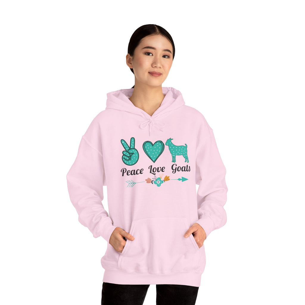 Peace Love Goats Hoodie – Unisex Farmhouse Goat Lover Sweatshirt | Cozy Homestead Country Apparel