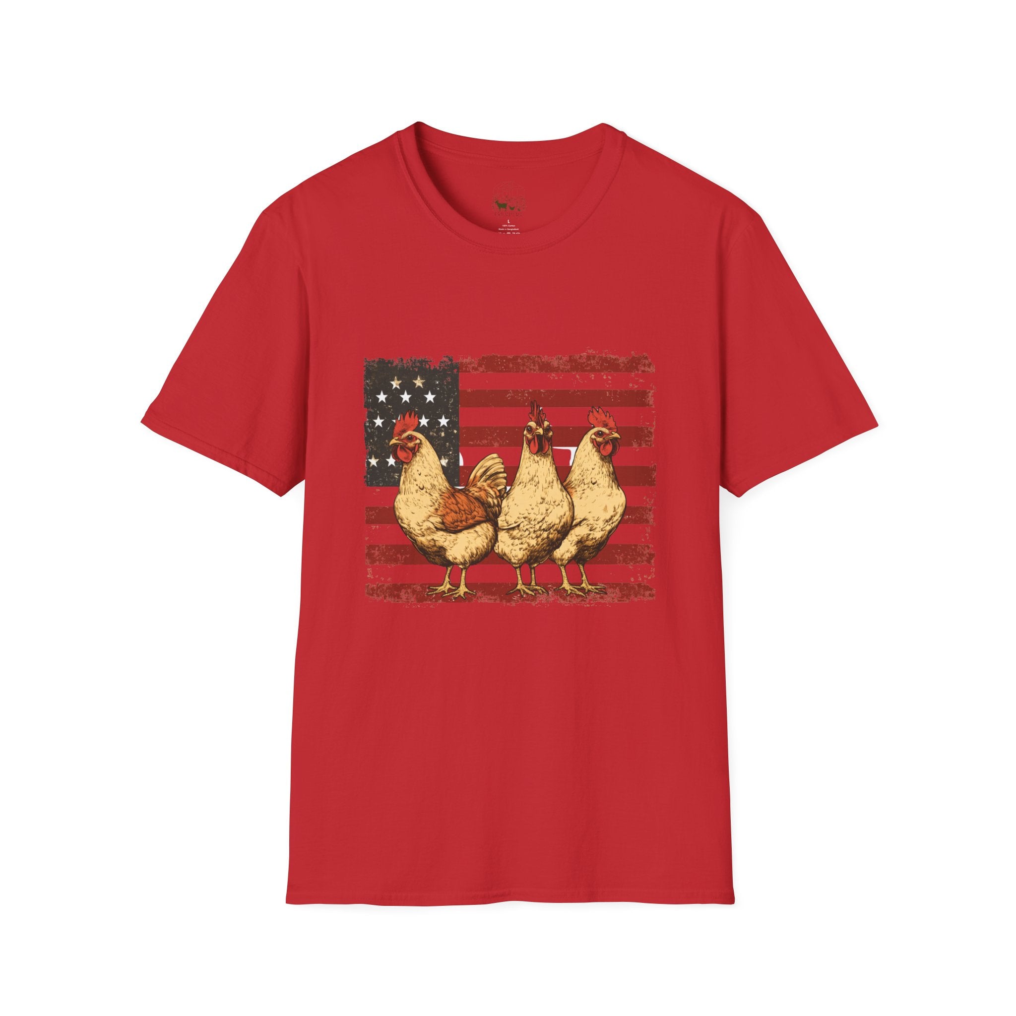 American Flag Chickens T-Shirt – American Flag Hen Shirt, Farm Life Tee, 4th of July Chicken Shirt, Backyard Chicken Keeper Gift, Homestead Farm Apparel