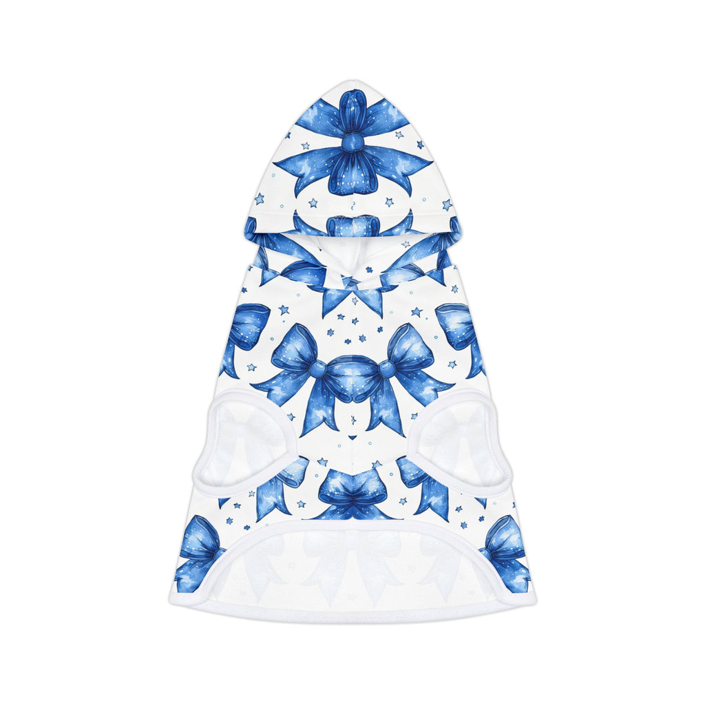Blue Coquette Bows Cute Pet Hoodie - Adorable Puppy Sweater, Small Dog Outfit, Furry Friend Gift, Pet Apparel, Animal Lover Present