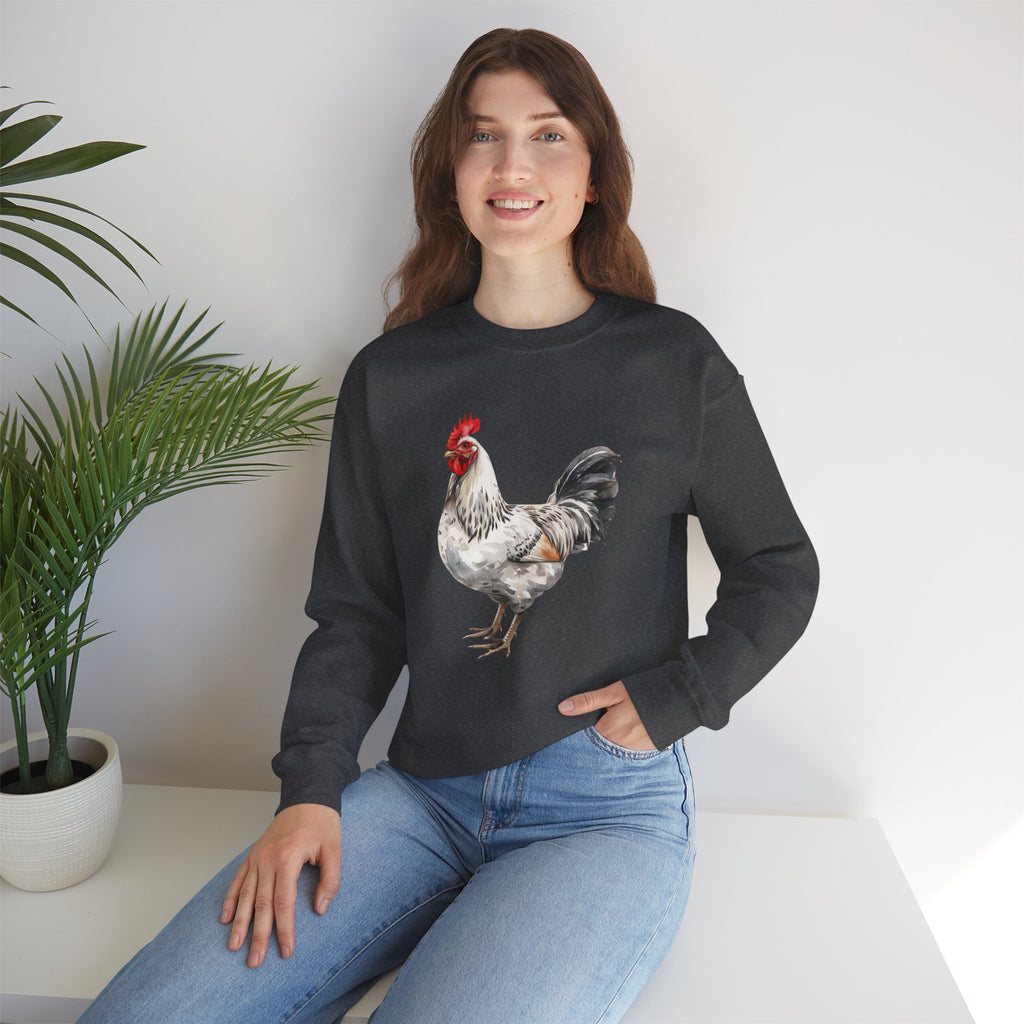 Light Sussex Rooster Sweatshirt – Farmhouse Chicken Crewneck, Heritage Sussex Rooster Pullover, Homestead Apparel