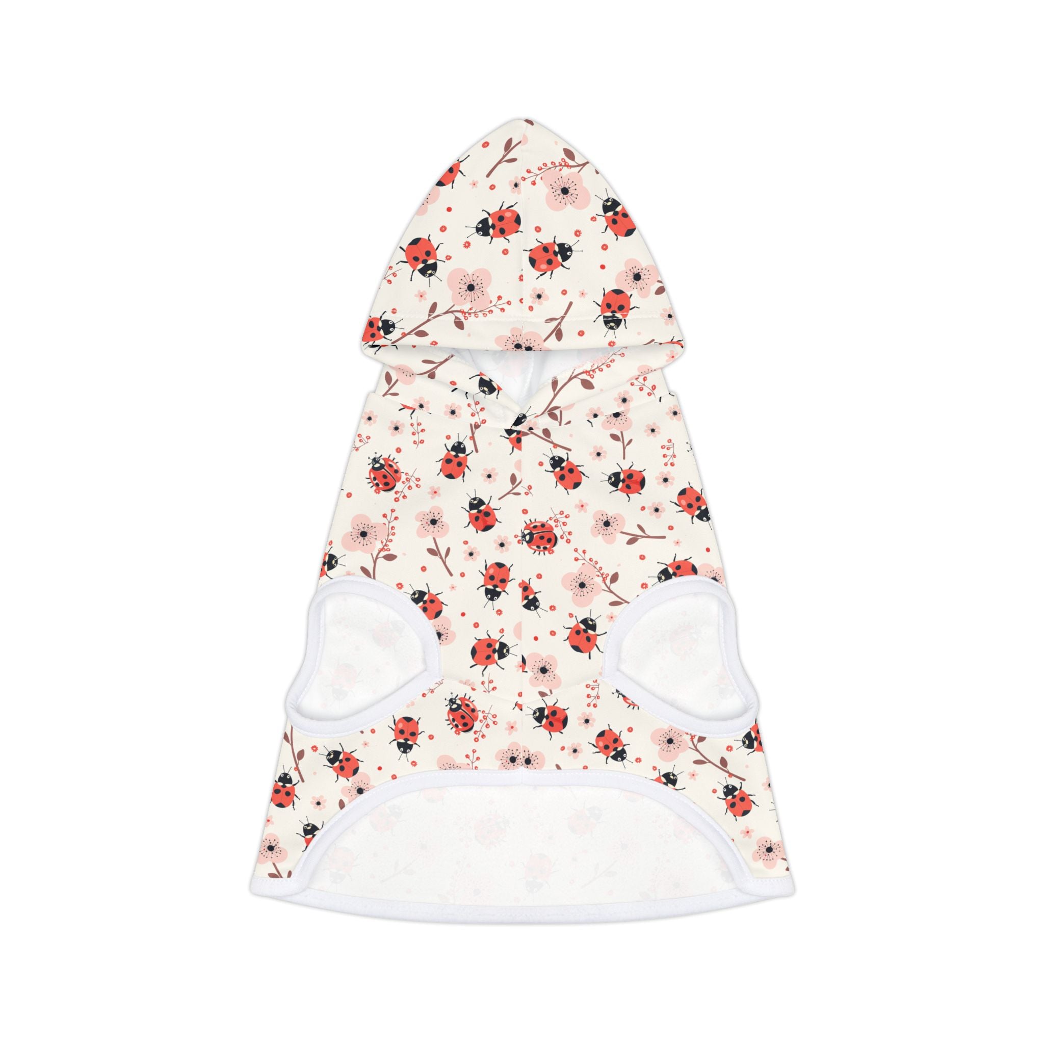 Pink Cute Ladybug Pet Hoodie, Cute Pet Apparel, Animal Lover Gift, Dog Sweater, Cat Jumper, Pet Clothing