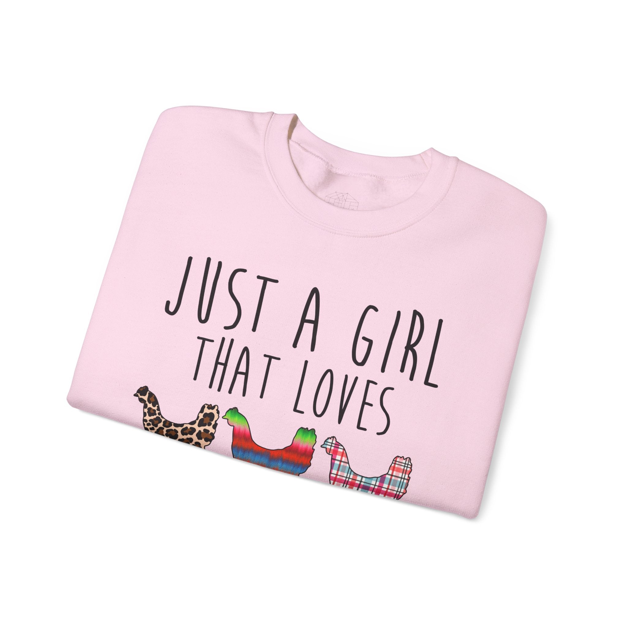 Just a Girl That Loves Peckers Sweatshirt – Funny Chicken Crewneck, Farmhouse Homestead Chicken Mom Pullover