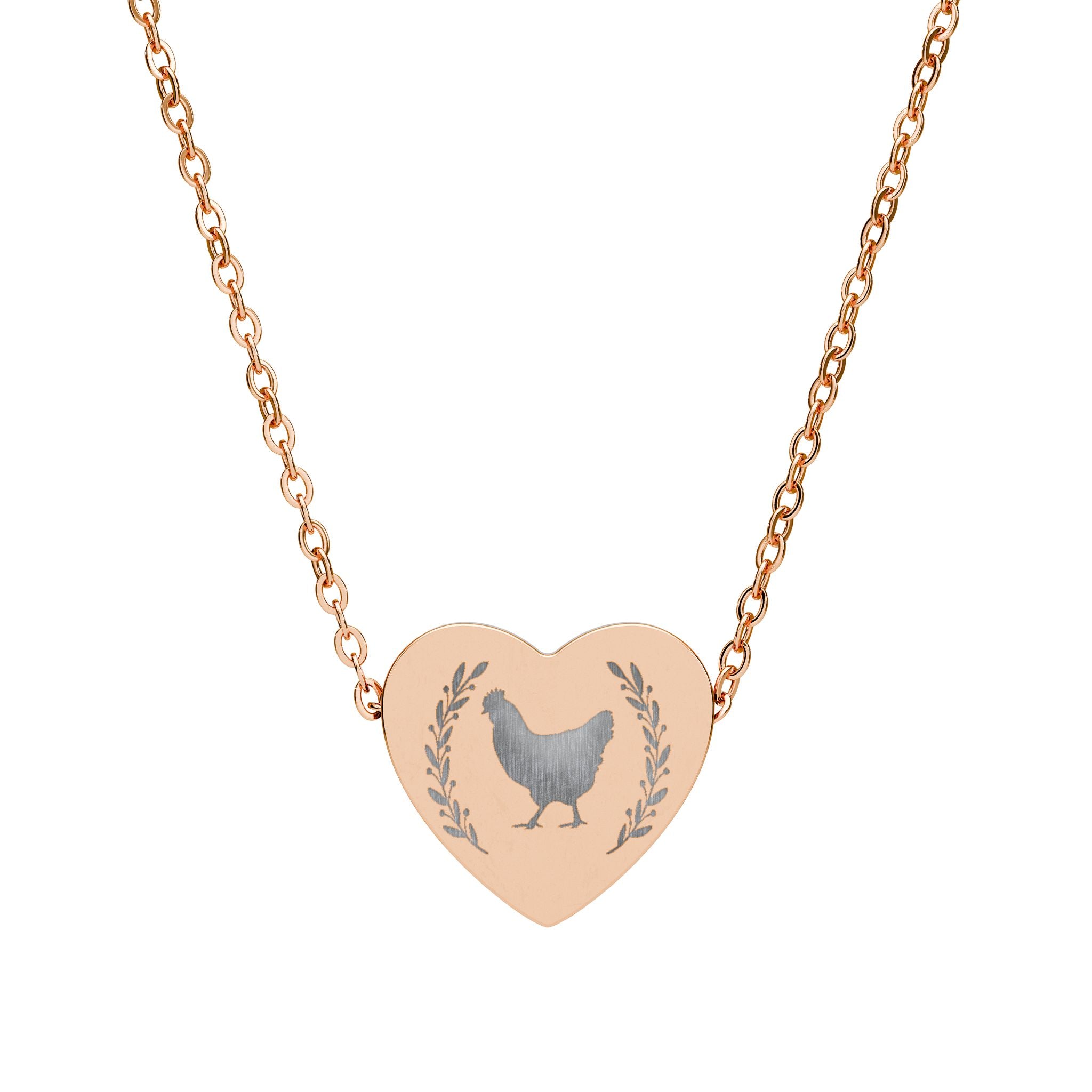 Hen Heart Necklace – Chicken Lover Jewelry, Farmhouse Stainless Steel Necklace, Backyard Chicken Gift