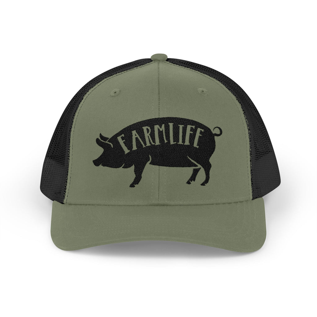 Farm Life Pig Snapback Trucker Hat – Rustic Farm Trucker Cap, Homestead Hat, Pig Lover Farm Cap, Country Lifestyle Mesh Hat