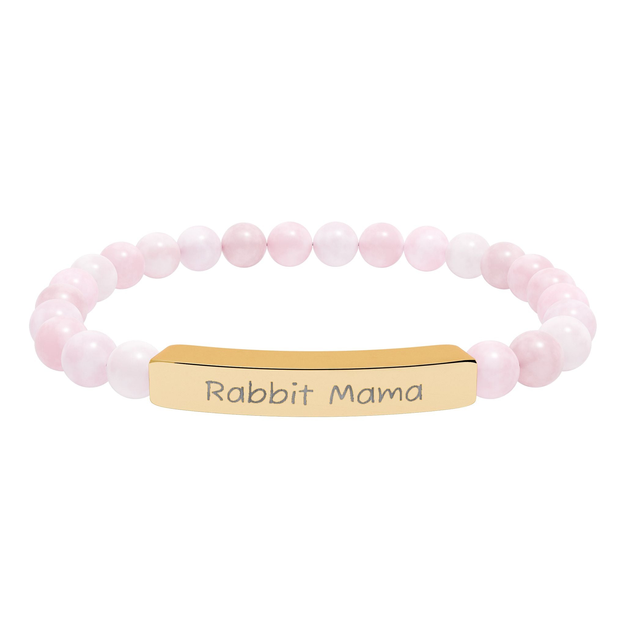 Rabbit Mama Natural Stone Stretch Bracelet – Engraved Bunny Lover Jewelry, Rabbit Mom Gift, Rustic Farmhouse Bracelet