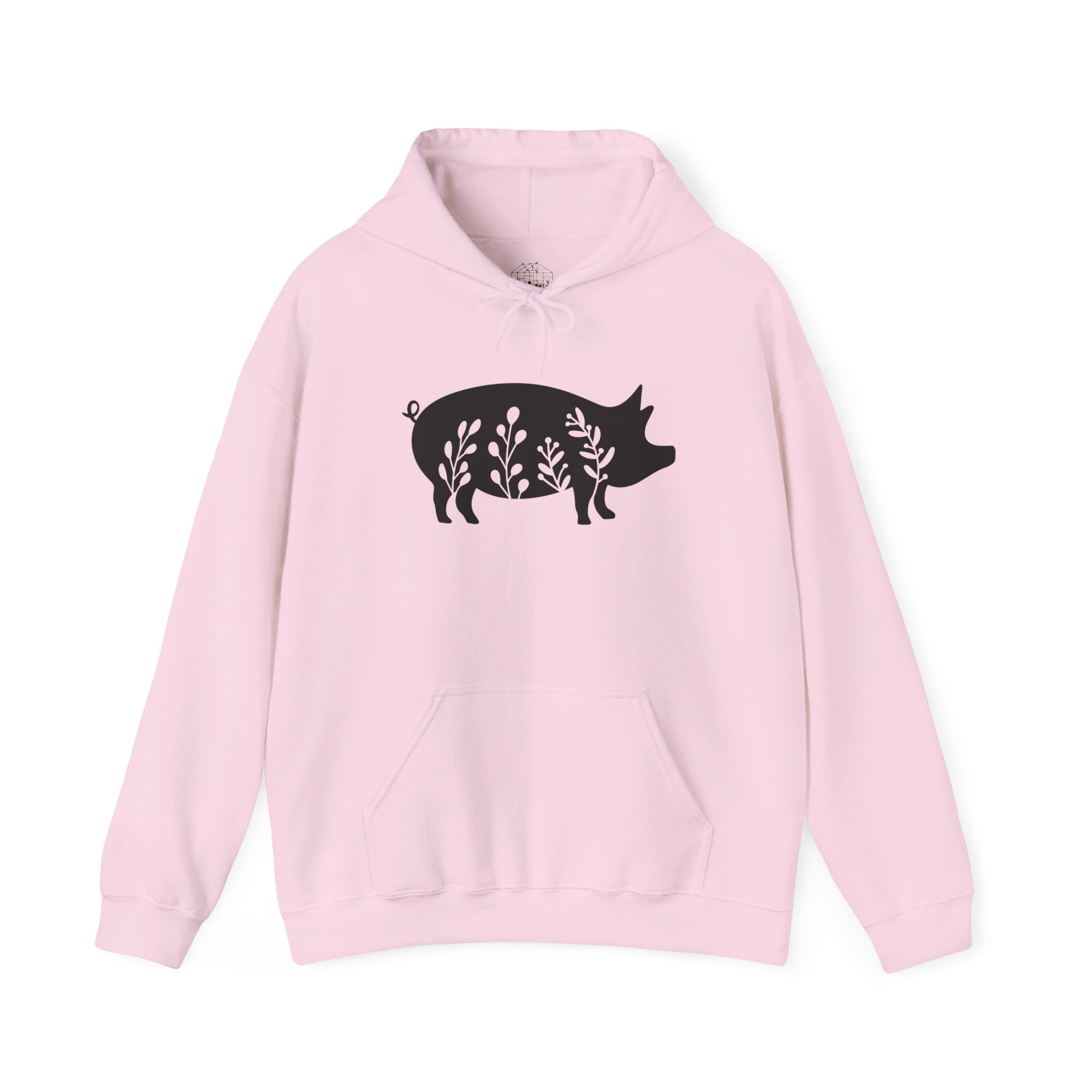 Floral Pig Silhouette Hoodie – Farm Life Sweatshirt, Pig Lover Pullover, Homestead Hoodie, Mini Pig Apparel, Farm Animal Hoodie, Country Living Unisex Hoodie