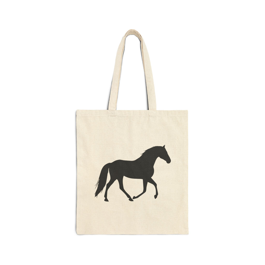 Trotting Horse Silhouette Canvas Tote Bag | Equestrian Farm Tote | Minimalist Horse Lover Market Bag | Rustic Farmhouse Country Tote