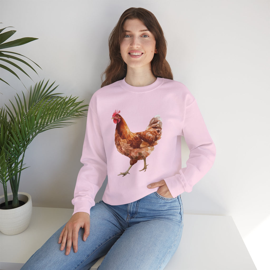 Rhode Island Red Hen Sweatshirt – Farmhouse Chicken Crewneck, Heritage Chicken Homestead Pullover, Unisex Gildan 18000