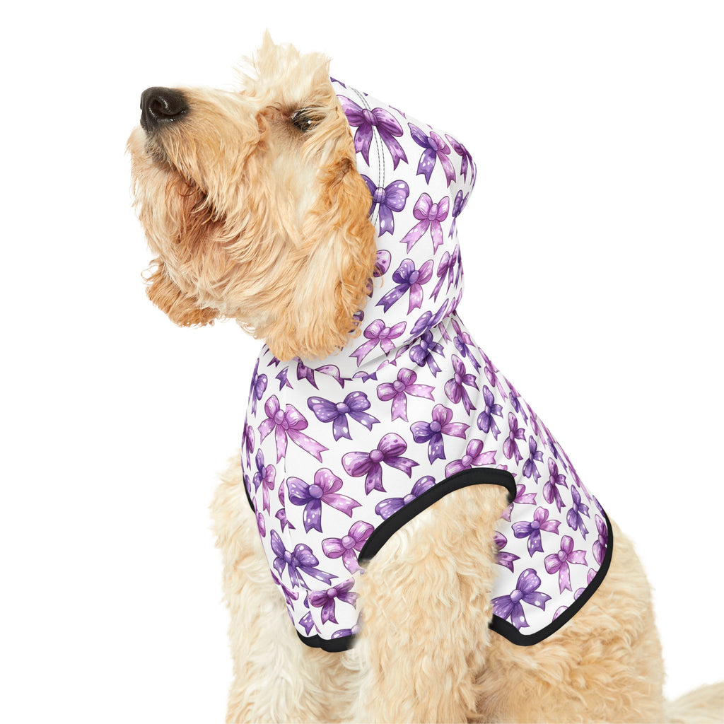 Purple Coquette Bows Cute Pet Hoodie - Adorable Puppy Sweater, Small Dog Outfit, Furry Friend Gift, Pet Apparel, Animal Lover Present