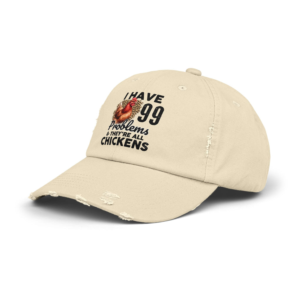 I Have 99 Problems & They’re All Chickens Distressed Baseball Cap – Funny Chicken Mom Hat, Farmhouse Poultry Cap, Backyard Chicken Lover Gift