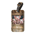 Pig Luggage Tag | Farmhouse Travel Accessory | Cute Pig Suitcase Tag | Rustic Farm Animal Bag Identifier | Gumpert Homestead