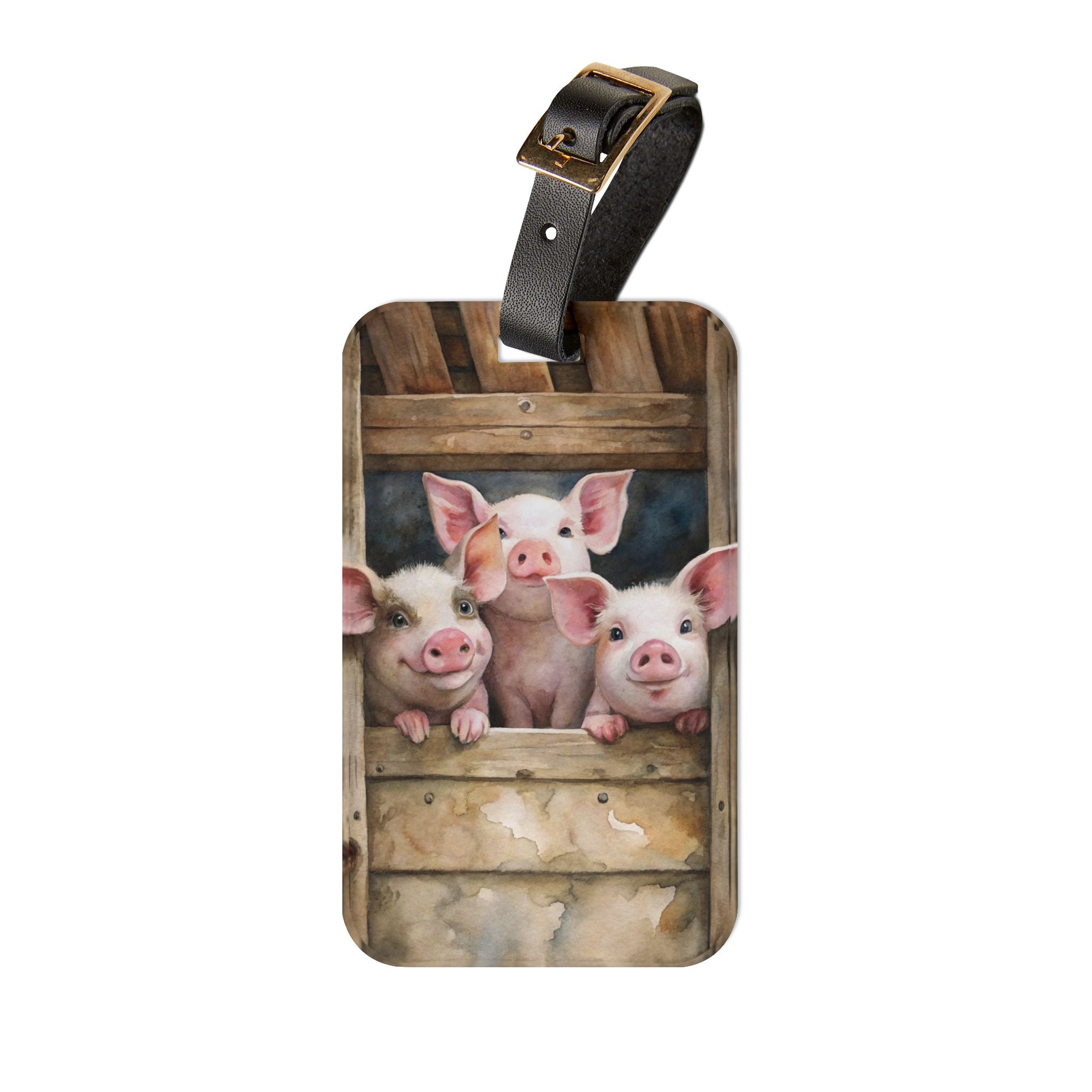 Pig Luggage Tag | Farmhouse Travel Accessory | Cute Pig Suitcase Tag | Rustic Farm Animal Bag Identifier | Gumpert Homestead