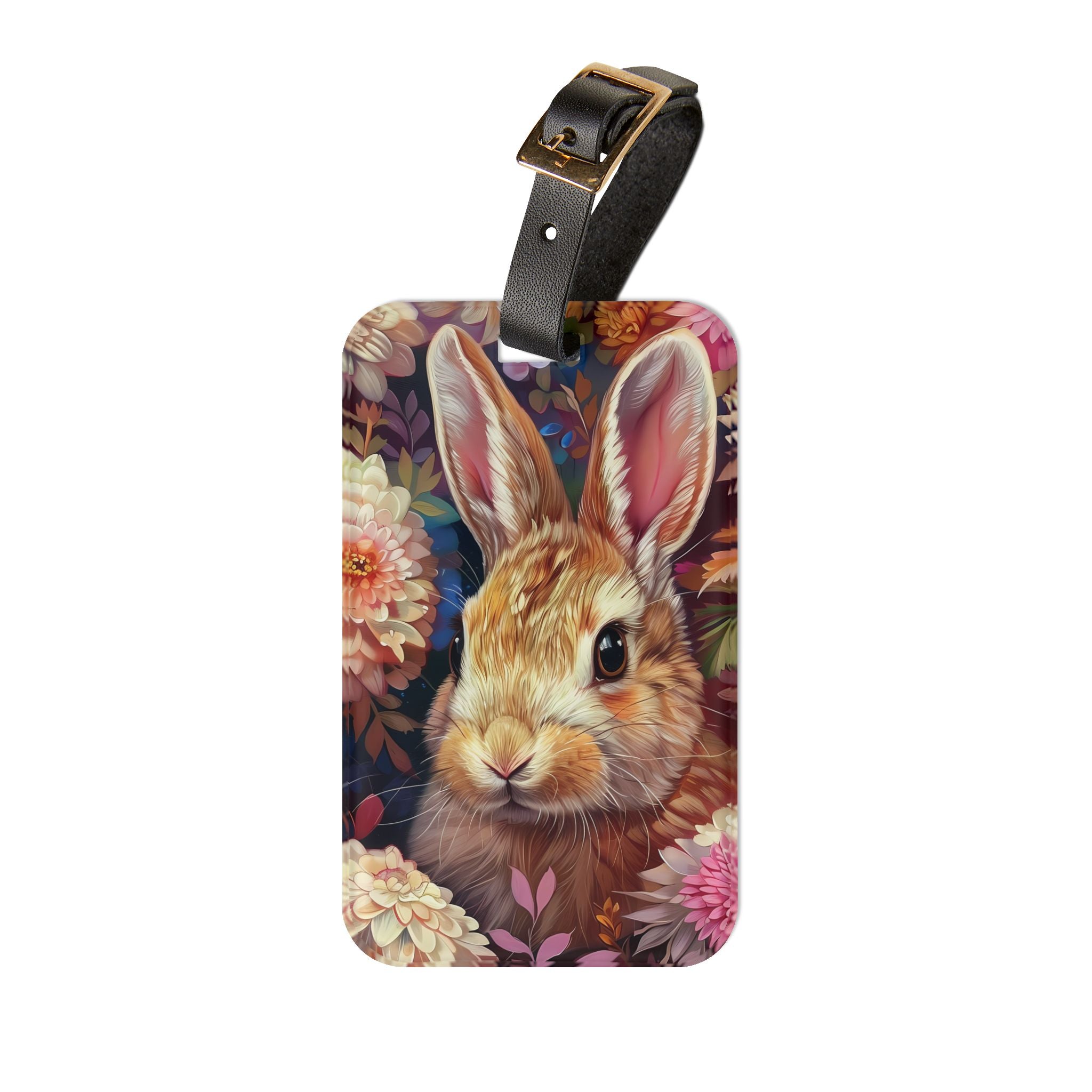 Floral Bunny Luggage Tag | Cottagecore Rabbit Travel Accessory | Woodland Bunny Suitcase Tag | Rustic Bag Identifier | Gumpert Homestead