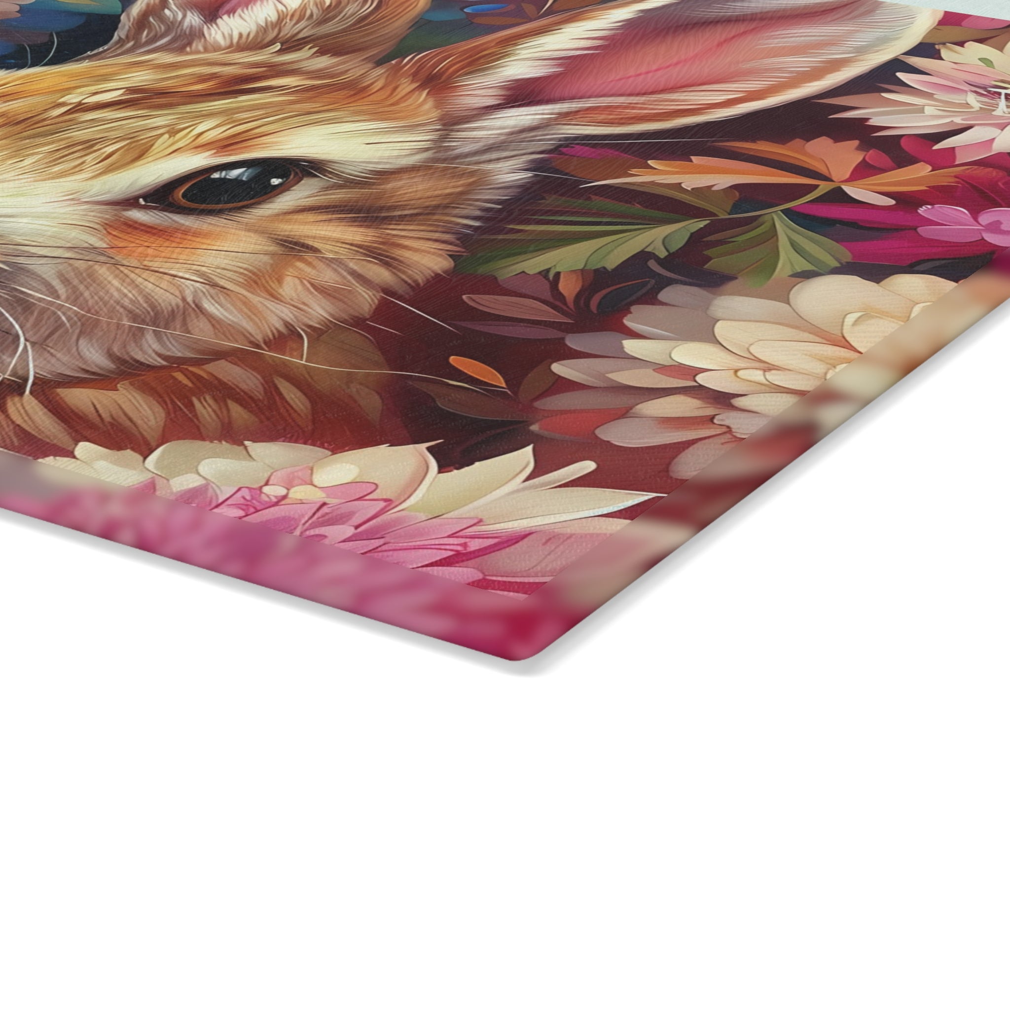 Floral Bunny Glass Cutting Board | Cottagecore Rabbit Kitchen Decor | Wildflower Bunny Tempered Glass Cutting Board | Gumpert Homestead