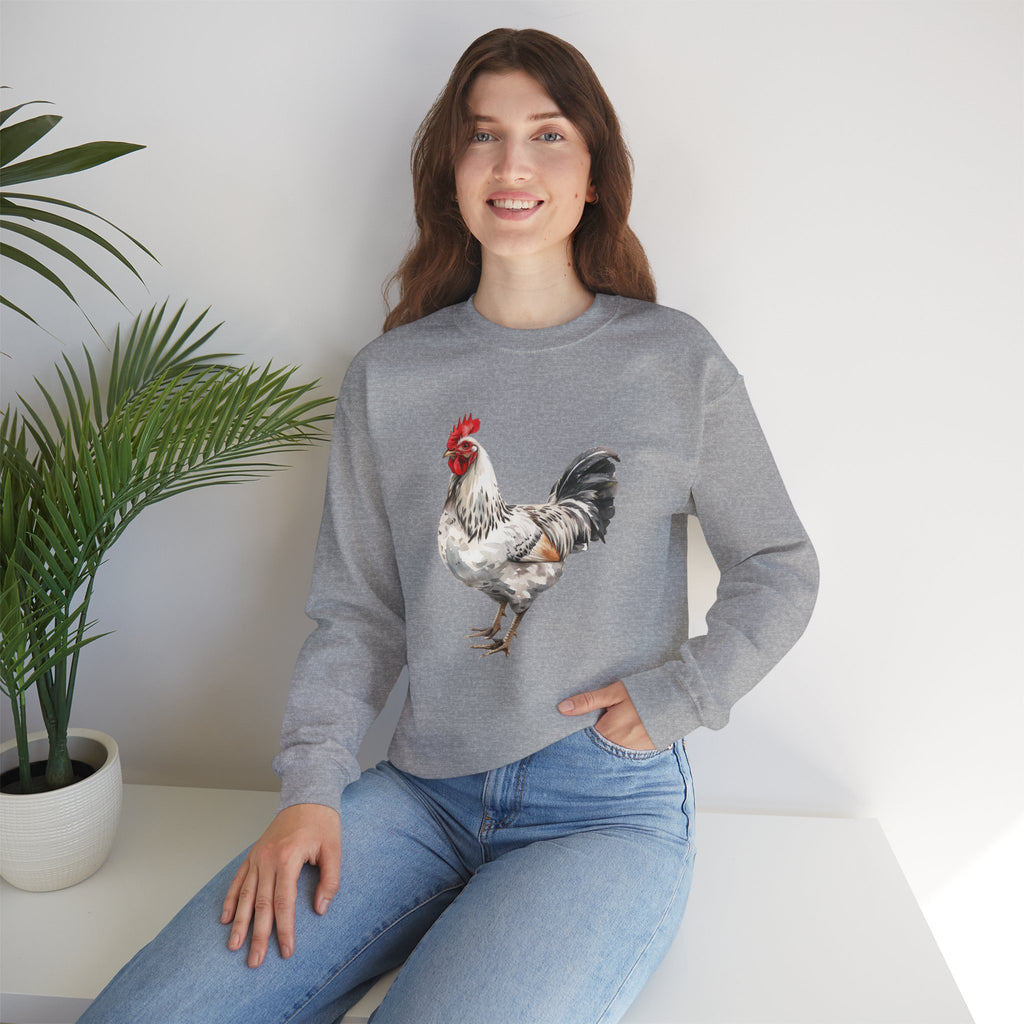 Light Sussex Rooster Sweatshirt – Farmhouse Chicken Crewneck, Heritage Sussex Rooster Pullover, Homestead Apparel