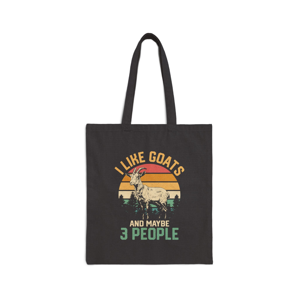 I Like Goats and Maybe 3 People Canvas Tote Bag – Funny Goat Mom Market Bag, Farmhouse Homestead Reusable Tote