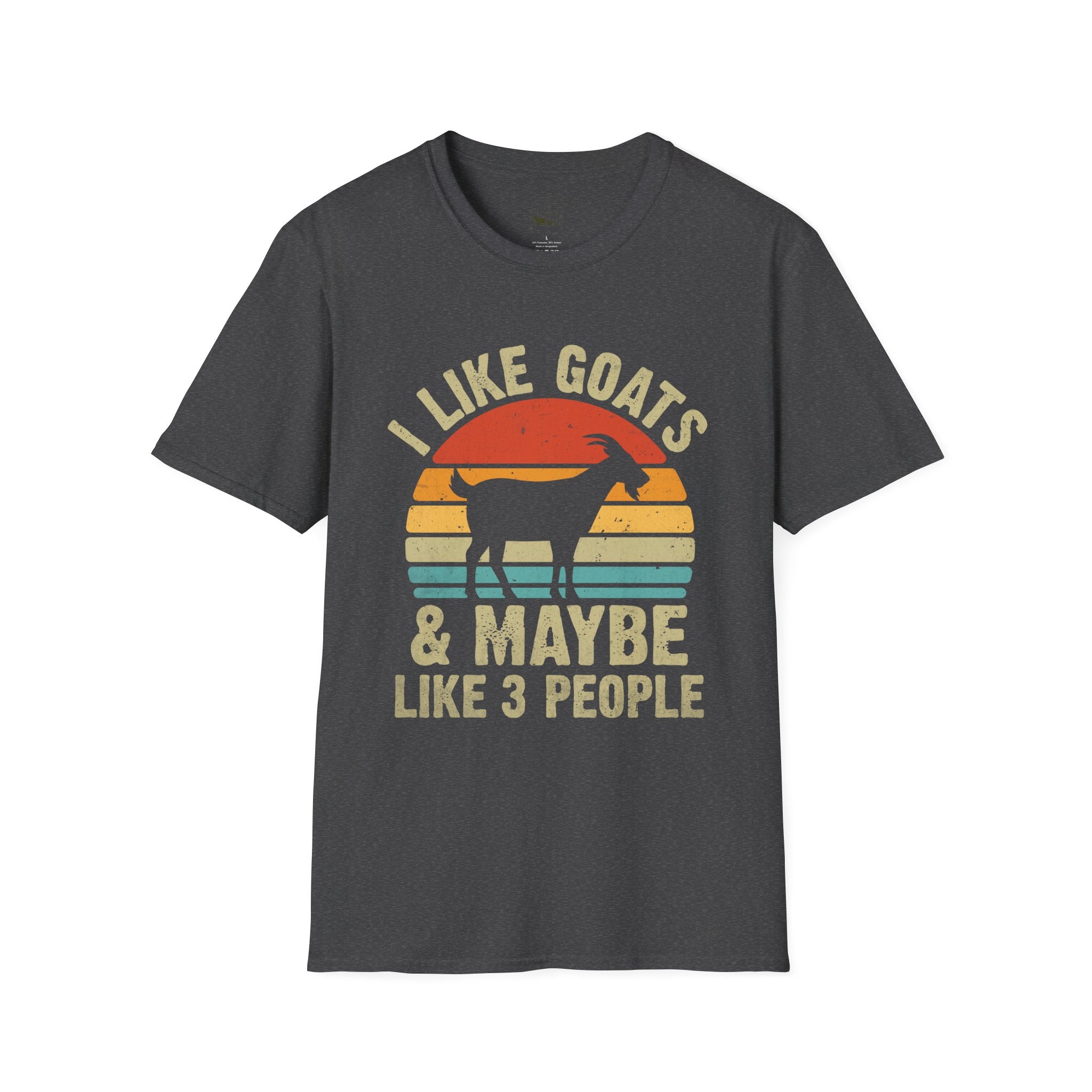 “I Like Goats & Maybe Like 3 People” Vintage Goat Lover Unisex Softstyle T-Shirt | Funny Farm Life Tee