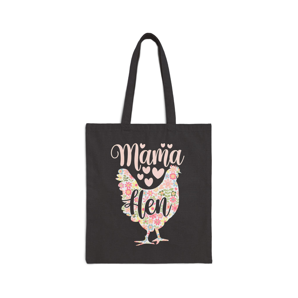 Mama Hen Canvas Tote Bag – Chicken Mom Market Bag, Farmhouse Chicken Lover Tote, Reusable Homestead Shopping Bag