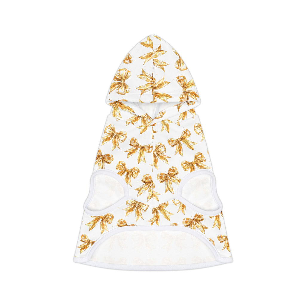 Gold Coquette Bows Cute Pet Hoodie - Adorable Puppy Sweater, Small Dog Outfit, Furry Friend Gift, Pet Apparel, Animal Lover Present