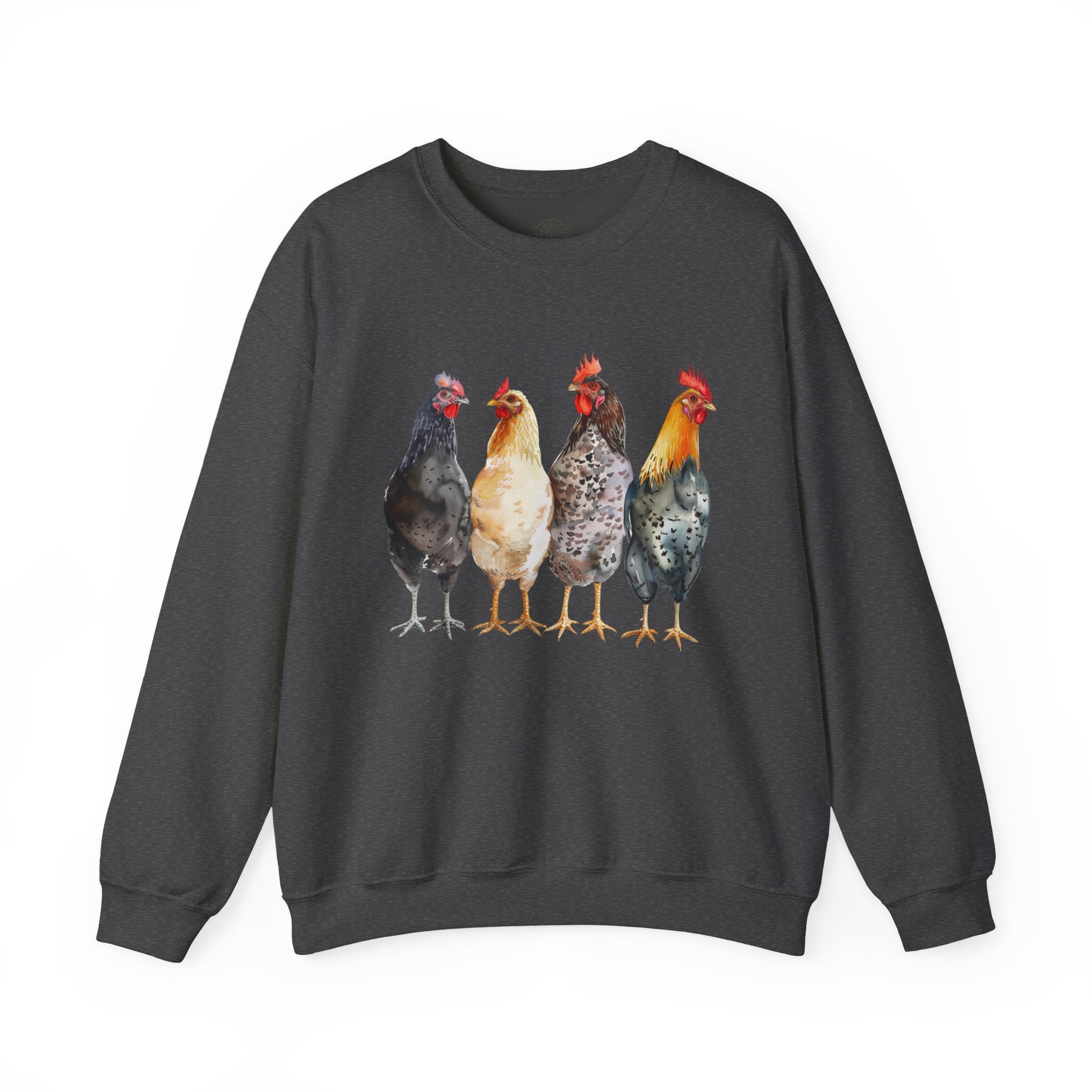 Chicken Flock Sweatshirt – Farmhouse Hen Lineup Crewneck, Cozy Homestead Chicken Mom Pullover, Unisex Gildan 18000